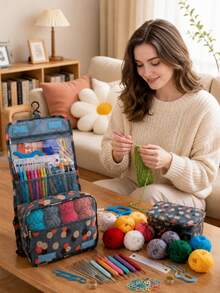 58pcs/130pcs Crochet Knitting Set, DIY Crochet Knitting Beginner Tool Kit, Includes Portable Storage Bag, Crochet Tools And Yarn - Suitable For Beginners, Can Crochet Pet Clothes, Socks, Gloves, Scarves, Hats, Flowers, Bags, Pockets, Gifts, Decorative Accessories (Random Color Yarn And Crochet Hooks) - Multicolor - View 3