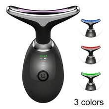 1件 LED手持按摩器－適用於頸部與臉部－緊緻與除皺－緊緻與提拉肌膚－熱能活化－7色模式震動按摩－雙重瘦身－除皺、緊緻與提拉肌膚美容儀 - 黑色 - 查看 7
