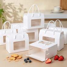 5pcs/10pcs White Window Handle Box For Cookies, Sandwich Crackers, Soda Crackers, Macarons, Candy, Mini Snacks, Suitable For Birthday, Party, Wedding Gift Packaging - View 11