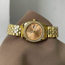 CILOA 1件女款高端優雅奢華日曆防水石英手錶，日常與節日穿戴 - 金色 - 查看 3