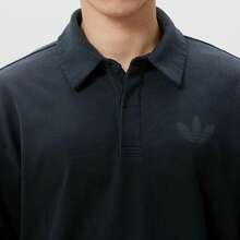 Adidas Men's New Fake Two-Piece Sports Casual Long Sleeve Polo Shirt - Black - View 4