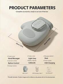 FIYIBAN 1pc Smart Hand Massager With Heat Therapy And Air Pressure, Relieves Fatigue, USB Rechargeable, Portable, Great Gift For Office Workers, Elderly And Homemakers - Multicolor - View 11
