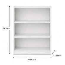 3 Tier Bookcase With Adjustable Shelves, White Bookshelf Storage Organizer For Living Room, Bedroom, Home Office, Small Spaces & Display Storage - 白色 - 查看 7