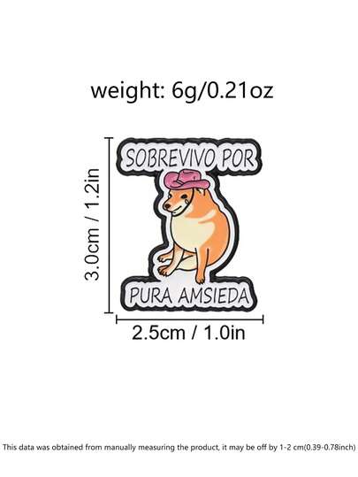 Pin de esmalte de perro Cheems llorando con sombrero de vaquero rosa Sobreviví por pura ansiedad Meme de ansiedad en español Insignia de solapa