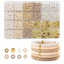 Soft Bohemian Style 1 Box/4000pcs Polymer Clay Beads Set - Mixed Shapes With Hollow Details - DIY Jewelry Making Friendship Bracelets - A - View 7