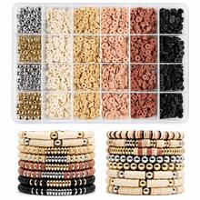 Soft Bohemian Style 1 Box/4000pcs Polymer Clay Beads Set - Mixed Shapes With Hollow Details - DIY Jewelry Making Friendship Bracelets - A - View 8