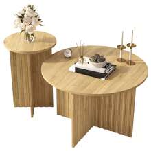 Coffee Table Natural Made Of Wood For Living Room - 自然的 - 查看 8