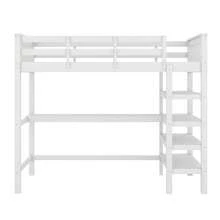 Bed Frame Kids 90x200 With Desk And Shelves, Grey - 白色 - 查看 7