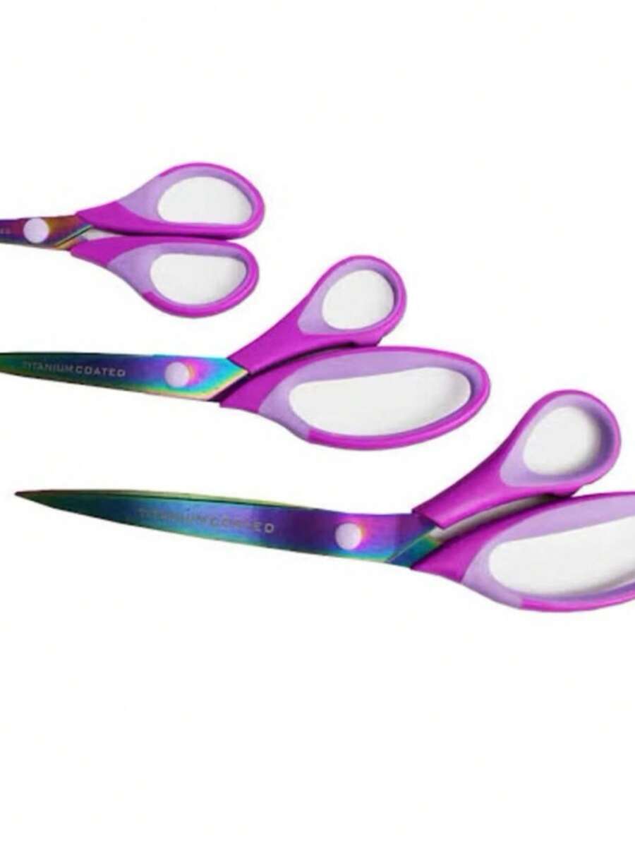 Kit Tesoura de Titânio Profissional 3 Unidades A MELHOR DO MERCADO - A-Colorido - Visão 1