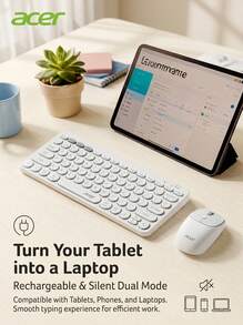 Acer Dual-Mode Wireless Charging Keyboard And Mouse Set, 2.4G Bluetooth Silent Round Keycaps, Portable Office Keyboard And Mouse, Compatible With Multiple Devices - View 20