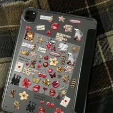 1 Sheet Y2K Vintage Embossed Stickers, Red Distressed Aesthetic Journal Stickers, DIY Decorative Decals For Phone & Tablet Camera Lens - 1 Pc - View 6