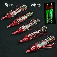 Avlcoaky 5pcs Glow Squid Jig Hook Squid Umbrella Hook Shrimp Fishing Lures Saltwater Cuttlefish Octopus Lures - Multicolor - View 9