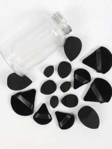 7er Set schwarze Make-up-Puffs in zufälligem Stil, doppelt verwendbarer trockener & nasser Schwamm, Make-up-Schwamm mit flockigem Dreieck-Puff, Studentin tägliches Make-up Anfänger Foundation Concealer Puder Fixierwerkzeug - Verschiedenfarbig - Übersicht 3