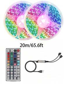 3FT-100FT 智能 RGB LED 燈條,居家裝飾派對裝飾 LED 燈條,DIY 柔性 RGB 燈條,配備 44 鍵遙控器,5V USB 供電 LED 燈條,適用於電視背光照明、女孩房裝飾、節日裝飾和 DIY 佈置(3.28FT/1M 尺寸較短,請根據您的實際需求選擇購買,內置背膠無法貼在粗糙牆面,請小心黏貼!) - 多色-44鍵 - 查看 17