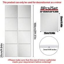 8pcs Frameless Acrylic Mirror SetFullLength Mirrors Ideal For Home Decor Fitness And MakeupMultifunctional For Indoor Use HomeDecorLivingRoomMirrorWall - Silver - View 13