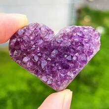 Stonehaven 1pc 3-4cm High Quality Natural Crystal Cluster Uruguay Amethyst Geode Cluster, Genuine Purple Gemstone Heart-Shaped, For Love Decoration - Amethyst Heart - View 16