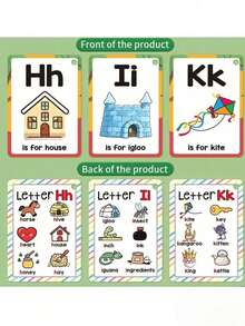27張英文字母閃卡,幼兒教育,學習動物與字母,認知啟蒙卡,適合3-6歲兒童的字母發音閃卡,包含26個字母、單字及對應解釋 - 彩色 - 查看 9