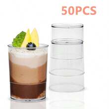 10/50/100pcs 100ml Straight Cylindrical Transparent Plastic Mousse Cups, Durable Clear Dessert Cups For Tiramisu, Pudding, Jelly, Cheesecake, Wedding Birthday Buffet Party Dessert Table - Transparent - View 13