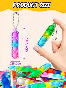 30 pezzi Mini portachiavi a bolle da premere, giocattoli sensoriali in silicone a strisce, gadget da scrivania flessibili da torcere e spremere, premi per campi estivi, forniture per il ritorno a scuola, ricompense per la classe, omaggi per feste di compleanno, riempitivi per sacchetti regalo, colori assortiti - Multicolore - Visualizzare 3