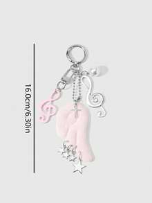1pc Sweet Cool Y2K Pink Blue Polka Dot Angel Wings Music Note Star Bear Bag Charm Accessory, Handbag Pendant - Multicolor - View 7
