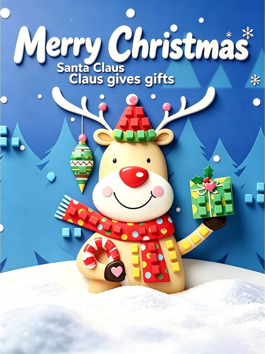 Children's 3D Christmas Handmade Mosaic Sticker DIY Material Kit - Multicolor - View 1