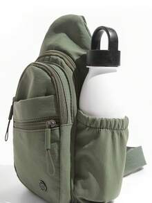 Unisex Minimalist Nylon Chest Bag With Water Bottle Pocket, Multiple Zipper Pockets, Adjustable Shoulder Strap Crossbody Waist Bag, Anti-Theft, Sling - Multicolor - View 10