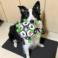 大型犬足球球玩具，帶網格結構，室內外互動拉扯遊戲，紫色與黑色足球，寵物狗玩具用品，適合大型、中型與小型犬，附充氣幫浦，耐用互動狗球，適用所有犬種與尺寸，戶外拉扯與接球遊戲，防滑設計，萬聖節、聖誕節、寵物主專屬、狗用品、寵物禮物、節日禮物、新年禮物、復活節禮物 - 彩色 - 查看 11