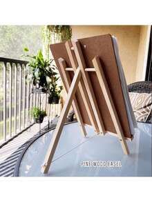 1pc/2pcs Smooth Solid Wood Trapezoid Desktop Display Stand, Desktop Easel, Blackboard Display Rack, Foldable Portable Bracket - Multicolor - View 2