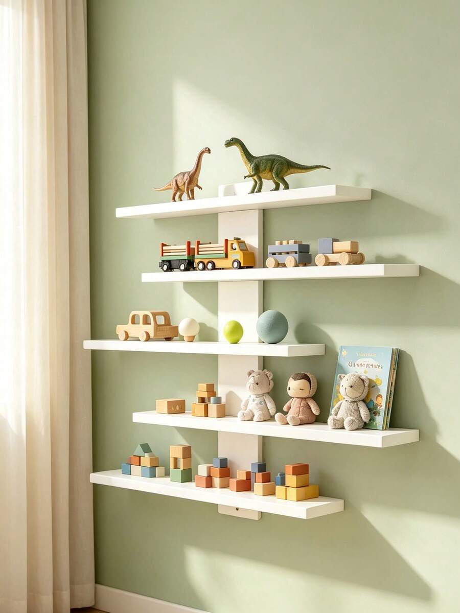 1pc 5-Tier White Storage Rack, Children's Room Nursery Decor Room Essential - Multicolor - View 1