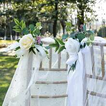 4/8pcs Artificial Chair Back Flowers, Suitable For Wedding Venue Decoration, Artificial Flower Bouquet, Outdoor Banquet Decoration - Multicolor - View 7