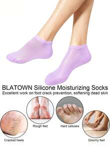 1 Pair Of Silicone Hand Pads And 1 Pair Of Foot Pads, Lady's Moisturizing Foot Pad. Soft Material, Comfortable Fit. Essential For Foot Care. - Purple - View 4