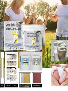 JUE FISH Hand Mold Cloning Kit, Replicated Couple & Parent-Child Handprints, Exclusive Handmade Holiday Keepsake Gift, Long-Lasting Preservation, Capturing Beautiful Moments, Children, Mother, Valentine's Anniversary Gift - A - View 5
