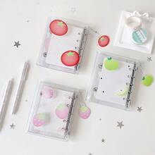 1pc Mini Photo Card Album With Fruit Bead Pendant, Transparent Polka Dot Cover, Replaceable Pages Idol Card Storage Binder, Student Star Card Collection Book, Strawberry Tomato Green Apple Pattern, Back To School,Card Holder - Photo Album - View 2