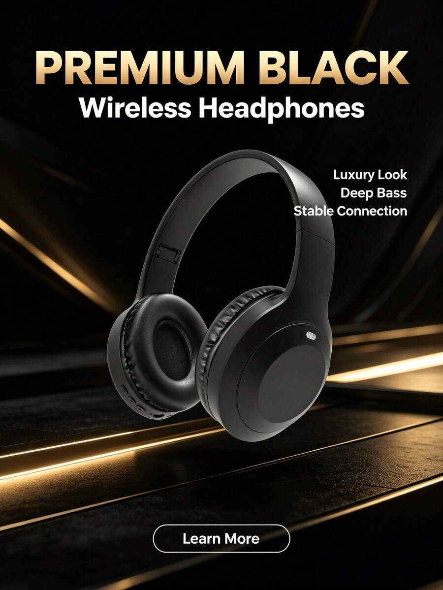 Gerripuer New Wireless Headphones, Over Ear Foldable Design, High-definition Call Quality, Extendable Headband, Suitable For Business And Universal Smartphone Use, High Fidelity, Deep Bass, Long Battery Life