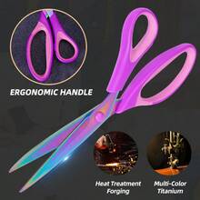 Household Sewing Scissors Sewing Combination Scissors Multi-Function Craft Scissors Office Scissors Stainless Steel Titanium Plated Colorful Scissors Hardened Sharp Blade Effort-Saving Design - Multicolor - View 9
