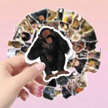 50pcs Monkey & Gorilla Pattern Vinyl Cartoon Highly Attractive Decorative Stickers, Suitable For Planner, Envelope Sealing, Guitar, Musical Instruments, Halloween, Christmas, Teen Party Supplies, Rewards And Inspirational Decoration - 50pcs-multicolor - View 4