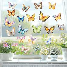Colorful Watercolor Butterfly Wall Decals, Removable Self-Adhesive Butterfly Stickers For Bedroom, Living Room, Windows, Home Decor - Multicolor - View 1