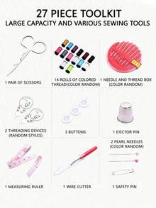 Portable Sewing Tool Box, Home Sewing Tool Set, Includes Sewing Supplies And Accessories, Multi-Color Thread, Needle And Thread Set, Suitable For Small Repairs And Maintenance, Basic Mini Travel Sewing Kit, Emergency Repair Use - Multiple Styles - View 11