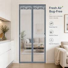 Grey Magnetic Screen Door, Split Design Mosquito Net Door With Lace Header, Built-In Strong Magnetic Blocks For Seamless Automatic Closing, Weighted Bottom For Drop-Down, Pet-Friendly Scratch-Resistant And Durable, Suitable For Patio, Kitchen, Balcony, Ventilation And Insect Protection, Multiple Sizes Available - Grey - View 33