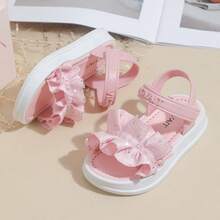 Lugualt Girls' Fashion Ruffle & Rhinestone Decor Platform Sandals - Pink - View 8