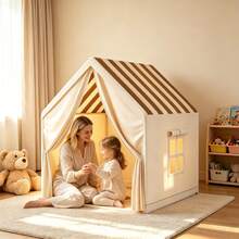Tenda da gioco divertente per bambini, castello giocattolo per le faccende domestiche, con finestre/tende/tende per la porta, con borsa portaoggetti, base segreta/tenda per dormire per bambini e bambine, regalo per compleanno/Natale/Ringraziamento/Ognissanti, accessori e luci non inclusi - Multicolore - Visualizzare 6