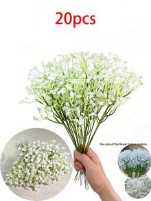 900朵人造透氣花束 - 滿天星，適用於婚禮裝飾、派對桌飾、酒店裝飾、花藝設計。人造滿天星花朵具有逼真質感，適用於週年紀念、婚禮、訂婚、酒店、畢業派對等。(900/600/300/30 花蕾)，美觀 - 白色 - 查看 16