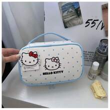 SANRIO 1件官方授權 Hello Kitty 方盒造型化妝包，超大容量多功能化妝收納袋，加厚便攜旅行盥洗包，女孩禮物，臥室房間裝飾，返校季 - 查看 13