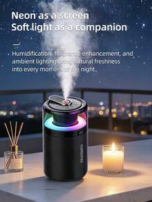 EIGIIS 1pc Portable Mini Humidifier, 180ml Small Humidifier With 2 Modes Large Spray, USB Personal Desktop Humidifiers For Home Bedroom Car Office Travel Yoga With 7 Color LED Light, Bass Work - A - View 4