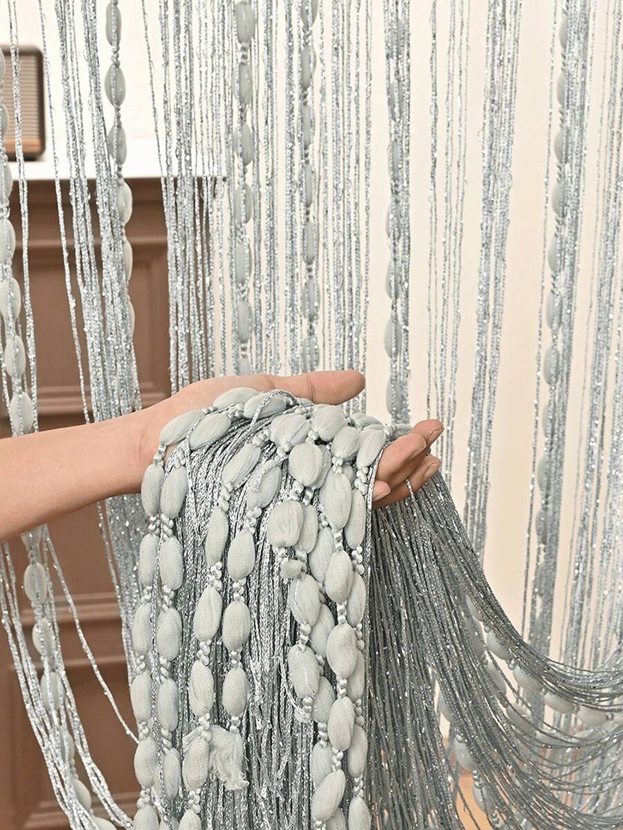Fashionable All-Season Anti-Fly Anti-Insect Curtain, Tassel Room Divider Screen Decor, Beaded Curtain String Curtain, Glossy String Curtain, Creative Mix & Match, Plush Lantern Ball Curtain, Suitable For Indoor Hanging Decoration, Partition And Wardrobe Curtain - Multicolor - View 1
