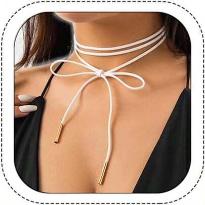 Gothic Bow-Knot Velvet Choker Necklace Sexy Long Wrap Rope Collar Tie Neck Chain With Silver Gold Pendant Boho Party Neck Accessories For Women