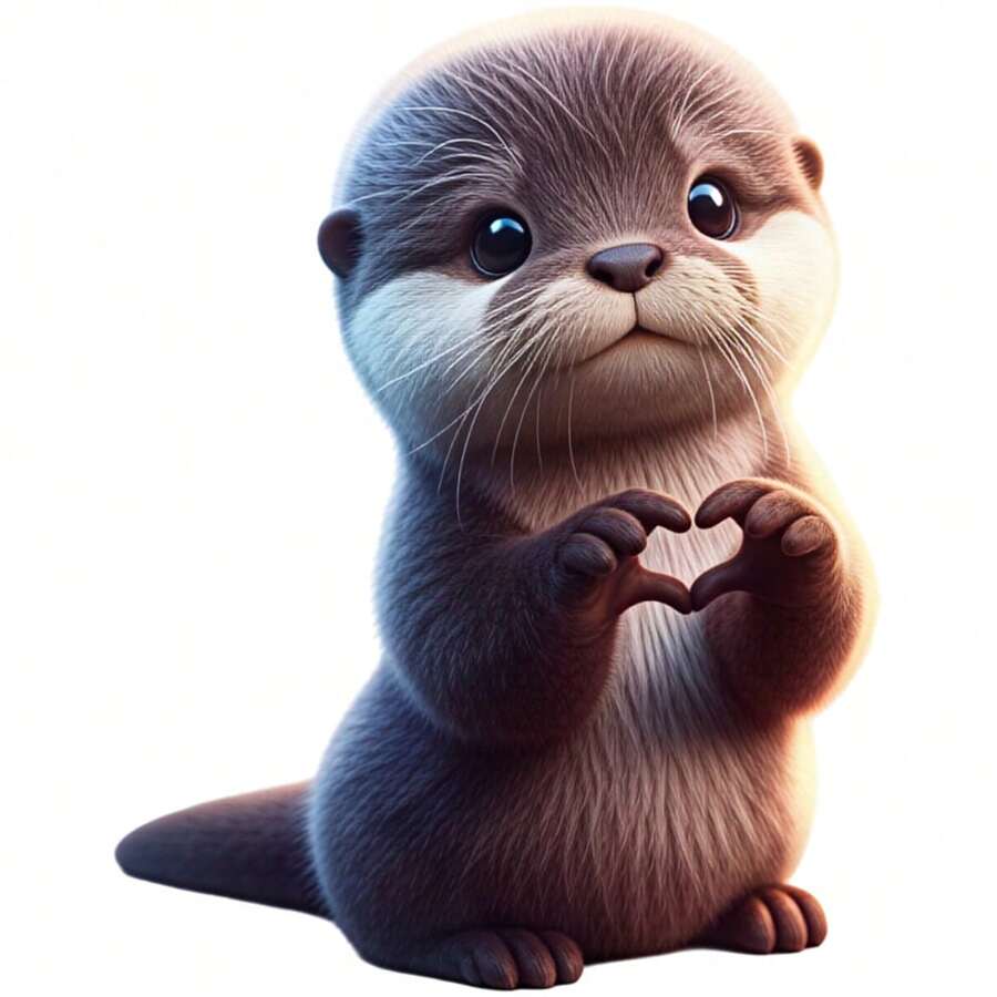 1/2/3pcs 3D Plush Texture Cute Otter Heart Hands Cartoon Animal Heat Transfer Sticker, Soft Healing Adorable Otter DIY Print, Suitable For T-Shirts, Sweatshirts, Canvas Bags, Pillows - Multicolor - View 1