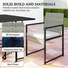 Outsunny 11 Pieces Wicker Patio Dining Set, Rattan Outdoor Furniture Set With 6 Armchairs, 4 Stools, Tempered Glass Table Top, Removable Cushions, For Backyard, Poolside, Balcony - 淺灰色 - 查看 6