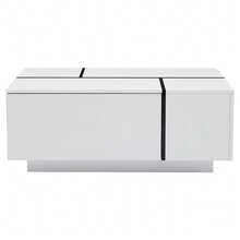 Modern White Square Coffee Table With Drawers - 100x60x40cm - White - View 10