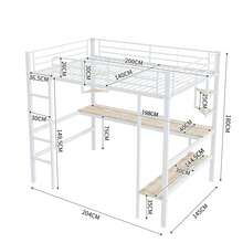 Bed Frame High Bed 140x200cm Metal Black - 白色 - 查看 5